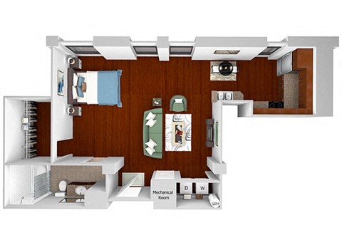 Main 3 Downtown - A3 (Landmark) - Studio/1 bath - 3D